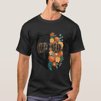 Retro Mama Beer met zonnebril Bloemen Moeder T-shirt