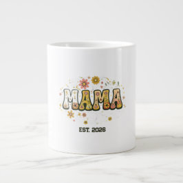 Retro Mama Bloem Bekertje - Vintage 70s Groovy Grote Koffiekop