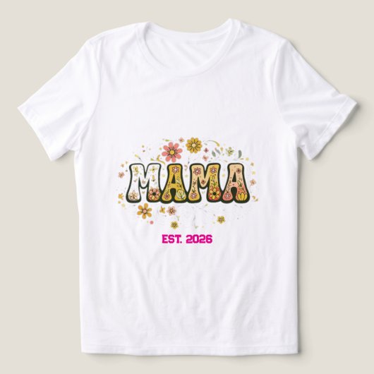 Retro Mama Bloem T-shirt - Vintage 70s Groovy (Design voorkant)