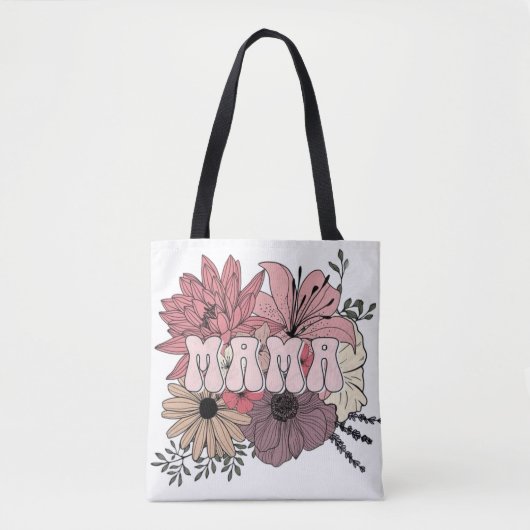 Retro Mama Bloemetjesoverhemd - Groovy 70s Moederd Tote Bag (Voorkant)