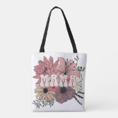 Retro Mama Bloemetjesoverhemd - Groovy 70s Moederd Tote Bag (Achterkant)