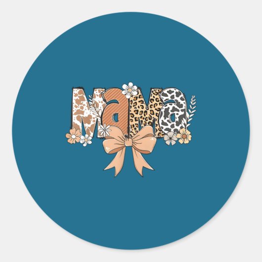 Retro Mama Coquette Bows Leopard Mom Mother's Day Ronde Sticker (Voorkant)