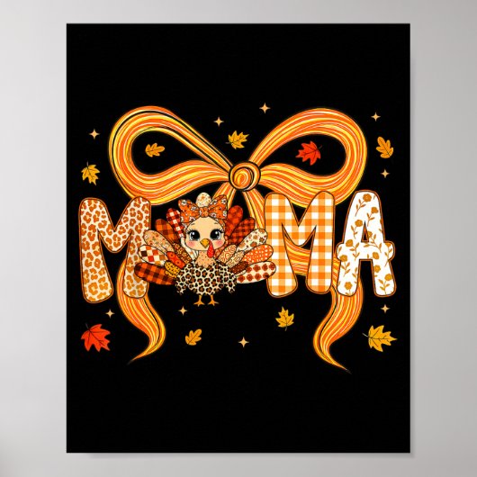 Retro Mama Coquette Fall Turkey Thanksgiving Match Poster (Voorkant)