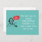 Retro mama Draag een masker met kerstmis Briefkaart (Voorkant / Achterkant)