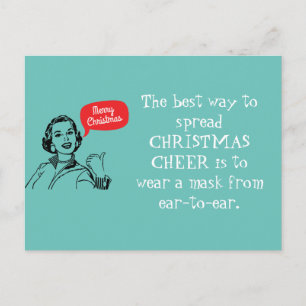 Retro mama Draag een masker met kerstmis Briefkaart