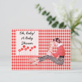 Retro mama en Baby shower V2 Kaart (Staand voorkant)