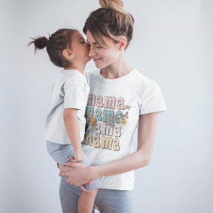 Retro Mama Flowers en Butterflies T-shirt