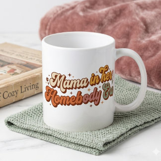 Retro Mama in haar thuislichaam tijdperk Aesthetis Koffiemok