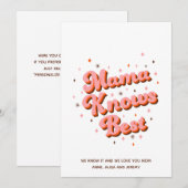 Retro Mama kent beste roze bruin 70's met briefing Feestdagenkaart (Voorkant / Achterkant)