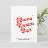 Retro Mama kent beste roze bruin 70's met briefing Feestdagenkaart (Staand voorkant)