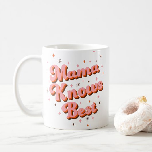 Retro Mama kent beste roze bruin 70's met briefing Koffiemok (Met donut)