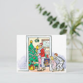 Retro Mama Kissing Santa Claus Feestdagenkaart (Staand voorkant)