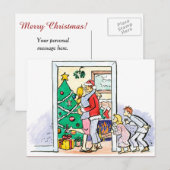 Retro Mama Kissing Santa Claus Feestdagenkaart (Voorkant / Achterkant)