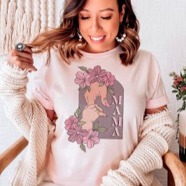 Retro Mama Moederdag Holding Hands Floral T-shirt
