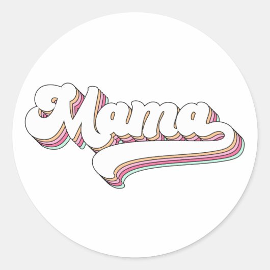 Retro Mama Ronde Sticker (Voorkant)