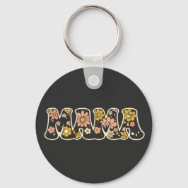 Retro Mama Vintage Bloemen Moederdag 2026 Sleutelhanger