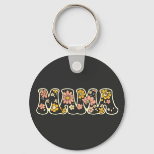 Retro Mama Vintage Bloemen Moederdag 2026 Sleutelhanger