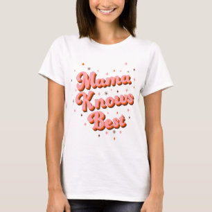 Retro Mama weet het Best Pink Bruin 70s Lettering T-shirt