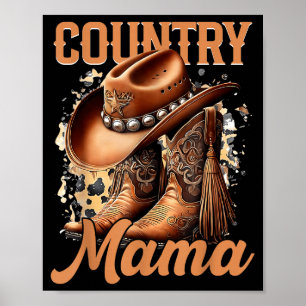 Retro mama western cowgirls moederdag familie poster