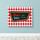 Retro Mama's Diner Teken Canvas Afdruk (Insitu (Houten vloer))