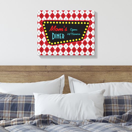 Retro Mama's Diner Teken Canvas Afdruk (Insitu (Slaapkamer))