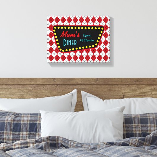 Retro Mama's Diner Teken Canvas Afdruk (Insitu (Slaapkamer))