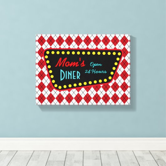 Retro Mama's Diner Teken Canvas Afdruk (Insitu (Houten vloer))