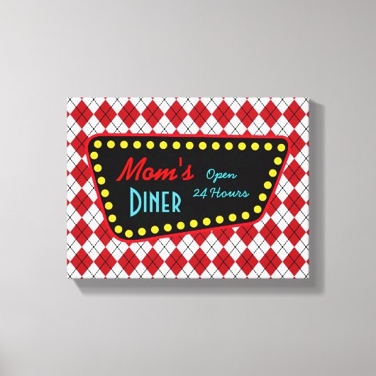 Retro Mama's Diner Teken Canvas Afdruk (Voorkant)