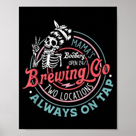 Retro Mama's Ery Brewing Co Funny Breastfeeding Sk Poster (Voorkant)