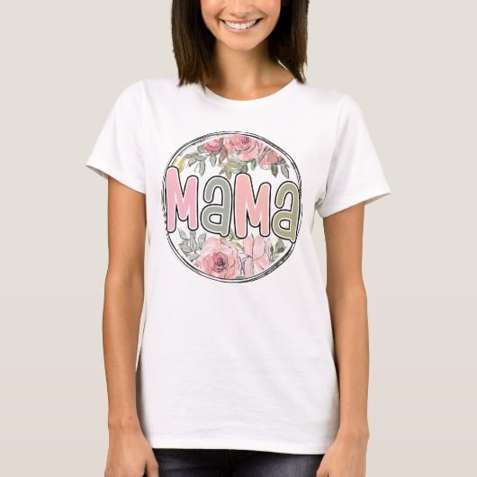 retro mamma roos flower mam giften t-shirt (Voorkant)