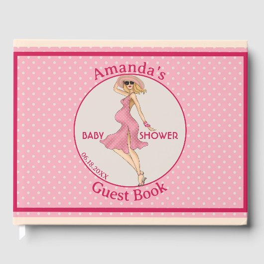 Retro Mammie Blonde Baby shower Partij Gastenboek (Voorkant)