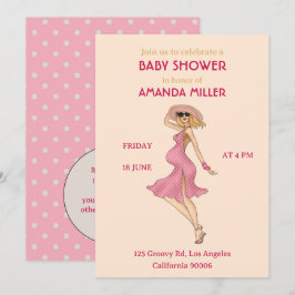 Retro Mammie Blonde Baby shower Partij Uitnodiging