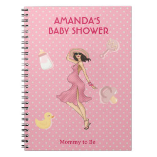 Retro Mammie Brunette 2 Baby shower Notitieboek