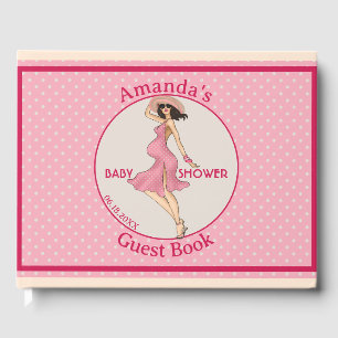 Retro Mammie Brunette Baby shower Party Gastenboek