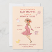 Retro mammie Redhead 2 Baby shower Party Invitatio Kaart (Voorkant)