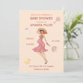Retro mammie Redhead 2 Baby shower Party Invitatio Kaart (Staand voorkant)