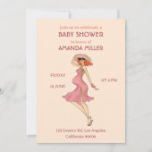 Retro mammie Redhead Baby shower Party Invitation Kaart (Voorkant)