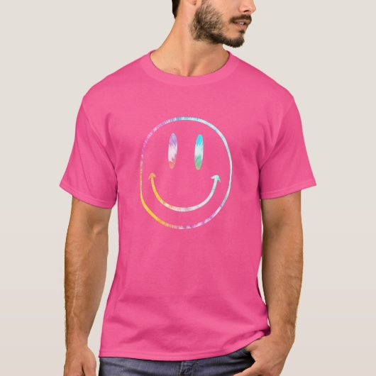 Retro Man 90s Smile Face Rave Tie Dye T-shirt (Voorkant)