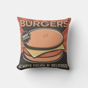 Retro Man Cave Fresh hamburger Kussen