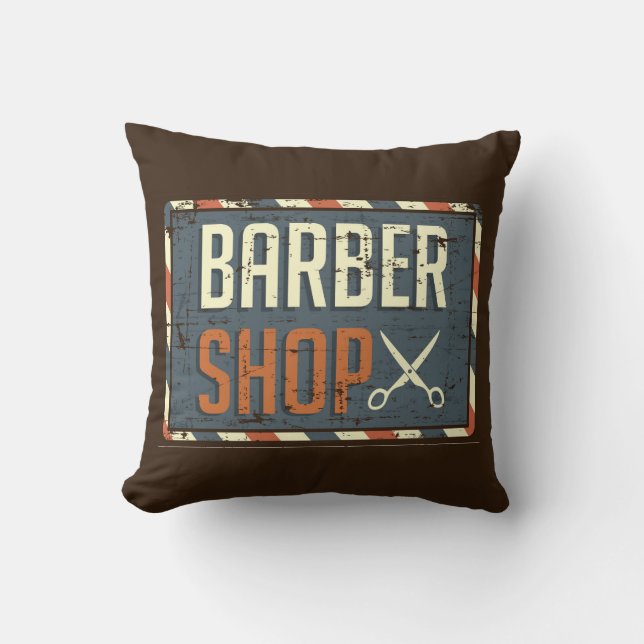 Retro  Man Cave Rustic Barber Signage Kussen (Voorkant)