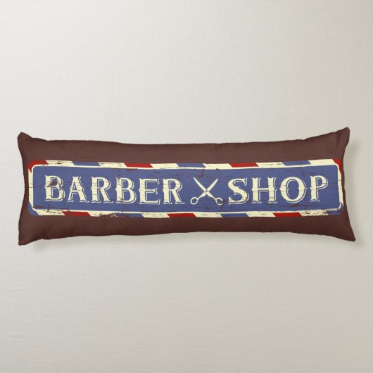 Retro  Man Cave Rustic Grunge Barber Lichaamskussen (Achterkant)