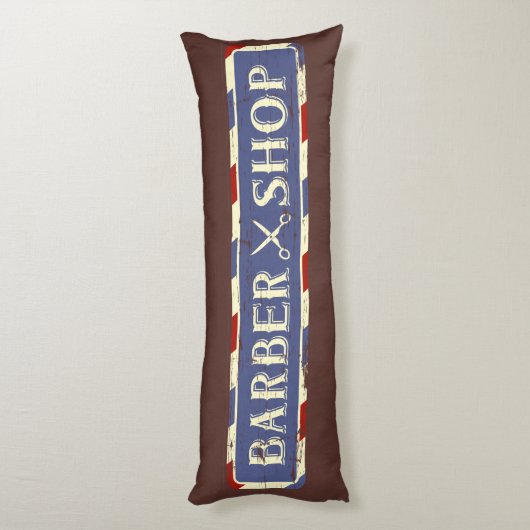 Retro Man Cave Rustic Grunge Barber Lichaamskussen (Achterkant (Verticaal))
