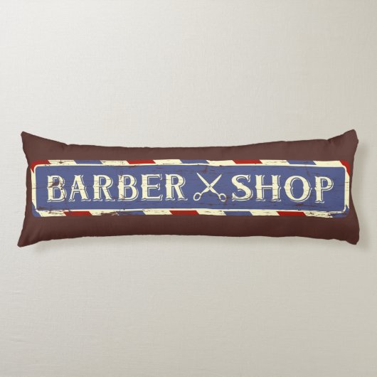 Retro  Man Cave Rustic Grunge Barber Lichaamskussen (Voorkant)