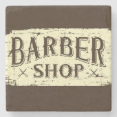 Retro Man Cave rustige Barber Sign Stenen Onderzetter (Voorkant)