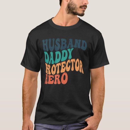 Retro man daddy beschermer held vader dag voor t-shirt (Voorkant)