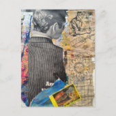 Retro man die cheeseburger Mixed media collage maa Briefkaart (Voorkant)