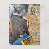 Retro man die cheeseburger Mixed media collage maa Briefkaart (Voorkant)