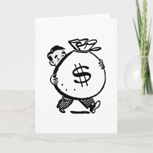 Retro  Man met Money Bag Kaart