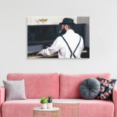 Retro man pianospelen en roken canvas afdruk (Insitu (Woonkamer))