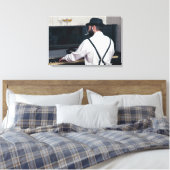 Retro man pianospelen en roken canvas afdruk (Insitu (Slaapkamer))